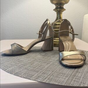 ANTONIO MELANI Alice Metallic Block Heel Sandals